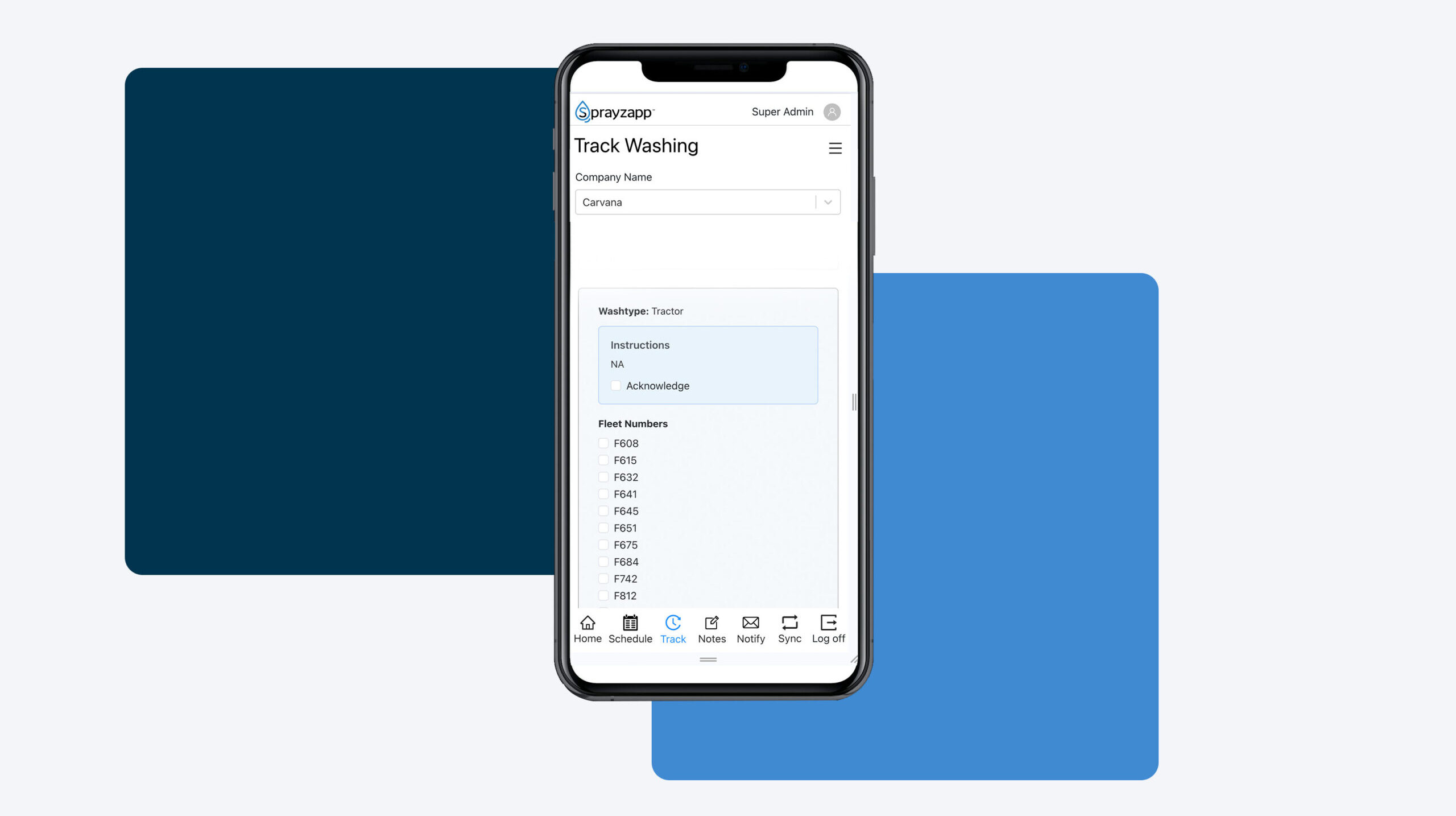 sprayzapp mobile app with wash tracking system